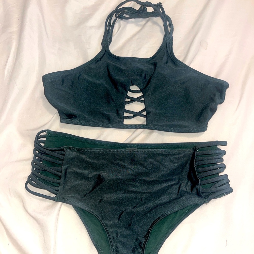 Olive green strappy bikini